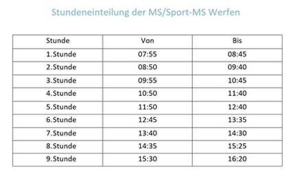 stundeneinteilung ms werfen